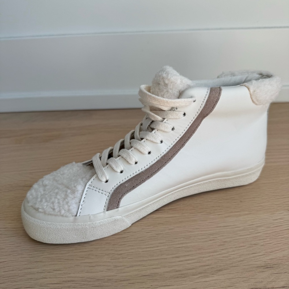 MADEWELL WOMEN'S SIDEWALK HIGH-TOP SNEAKERS IN SHERPA SIZE 8 ASHEN SILVER NEW - Picture 10 of 12